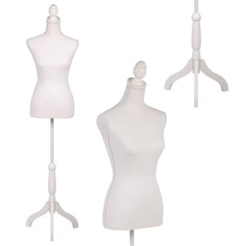 Mannequin Dress Form Female Dress Model Torso Display Mannequin Body 60-67 Inch Height Adjustable Tripod Stand (White, 60-67 Inches)