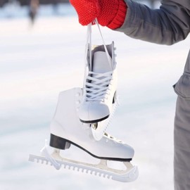 Ice Skate Guards Ice Skate Covers Ice Skate Blade Covers Figure Skate Guards with Adjustable Buckle Skate Accessories (1 Pair) (White)