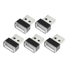 X AUTOHAUX 5pcs Ice Blue Mini USB LED Light Universal Car Interior Brightness USB Night Light Portable Ambient Lighting for Car Decoration
