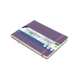 Sketchbook Kangaro A5 Landscape Heather Purple PU Hard Cover 80 Sheets 140 g Cream Paper with Elastic Band and Ribbon