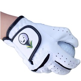Tot Jocks Little Kids Golf Glove *XXS Ages 2-3, Right Hand (for Lefties, Left Handed Golfers)* Extra Small Golf Glove, Superior Grip, White w/Smiling Golf Ball, Custest Glove for Children & Toddlers