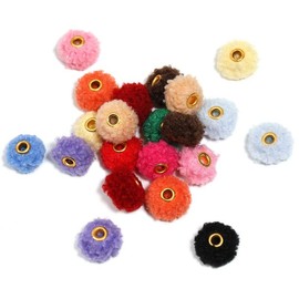 【B90】Qty 100 DIY accessories Straight hole hair ball loose bead Teddy ball big hole bead mobile phone chain decorative chain beaded:_Curly hair DK129020 100pcs