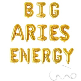Big Aries Energy Banner,Aries Birthday Decorations,Aries March/April Birthday Party Decor for Constellation Zodiac 18th 20th 25th Birthday Party Decorations,Gold