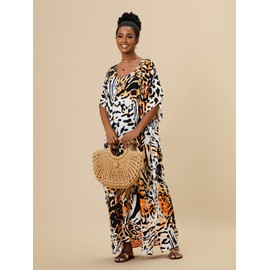 IMAGEKOPE Kaftan Dresses for Women Plus Size Bathing Suit Cover up Vneck Batwing Dress Loose fit Moroccan Caftan mumu Dresses
