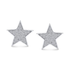 Unisex USA Amerikanische Patrioten Rockstars Funkelnde Cubic Zirkonia Micro Pavé CZ Celestial Star Ohrstecker Für Jugendliche Männer Frauen .925 Sterling Silber