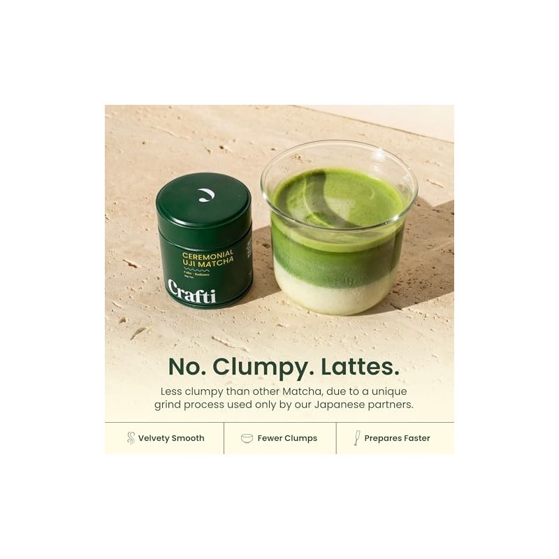Crafti Ceremonial Grade Organic Matcha Powder for Lattes