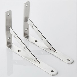 WYIPOLZI 4Pcs 6inches Wall Shelf Brackets, 90 Degree L Bracket, Heavy Duty Stainless Steel Shelf Supports Corner Brace, Angle Metal Brackets, Mounting Hardware Included (150mm x 110mm)