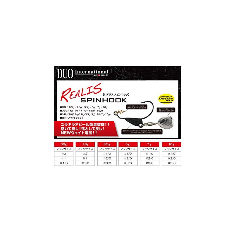 DUO Realis Spin Hook 1.8g #1/0 Matte Black