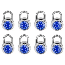 Combination Lock, LQYN Standard Dial Combination Lock, Pack of 8; Blue Turnplate, 2 in. Wide, Fixed Three Digital Combination, for School, Gym & Locker, Toolbox, Gate