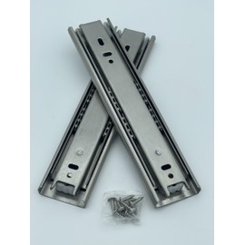 Telescopic Slide, Load Capacity 99.2 lbs (45 kg), Cold Rolled Steel Side Fixer, Fits All Types of Drawers, Slide Rail, Soft Close Drawer Guides, 15.6 inches (395 mm) Ball Bearings, 1 Set of Left and