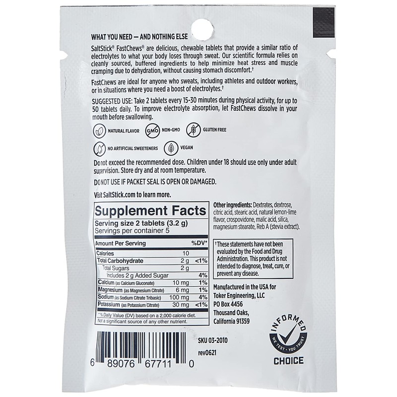 Saltstick Fastchews Lemon Lime - Pack of 10 Chews