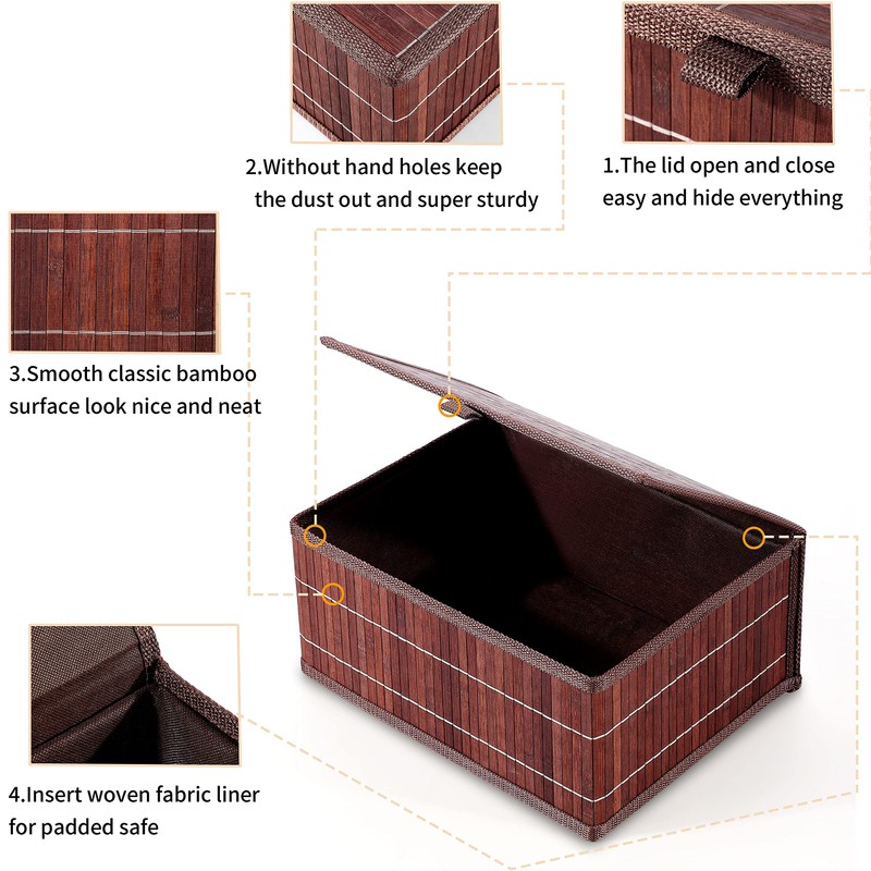 Honygebia Bamboo Decorative Storage Boxes - Set of 3 Woven