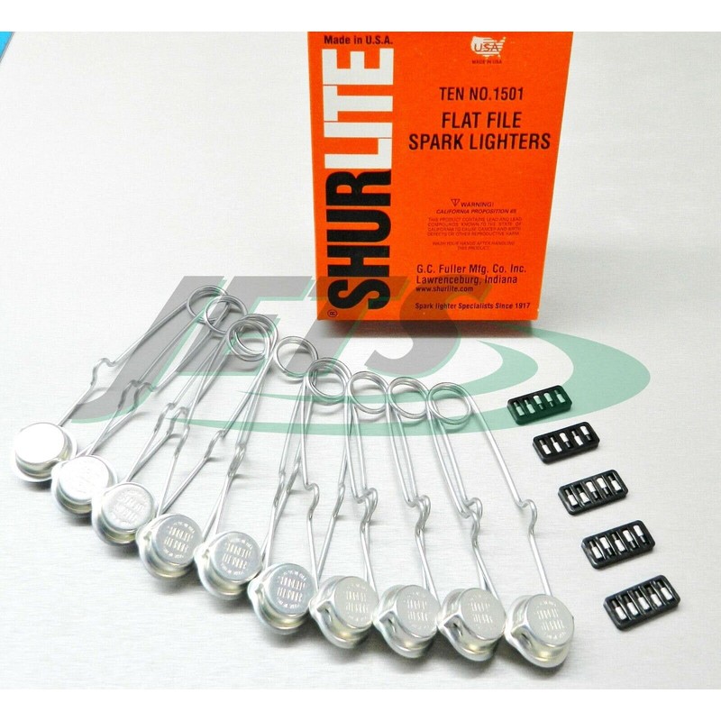 JTS 10 Shurlite Single Strikers Spark Lighters with 25 Flints