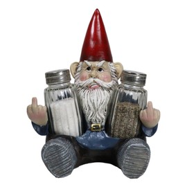Ebros Gift 'Salty Enough?' Feisty Grinchy - Gnomo para salero y pimentero, diseño de gnomos groseros de 7.25 pulgadas de alto, decoración caprichosa para cocina y comedor