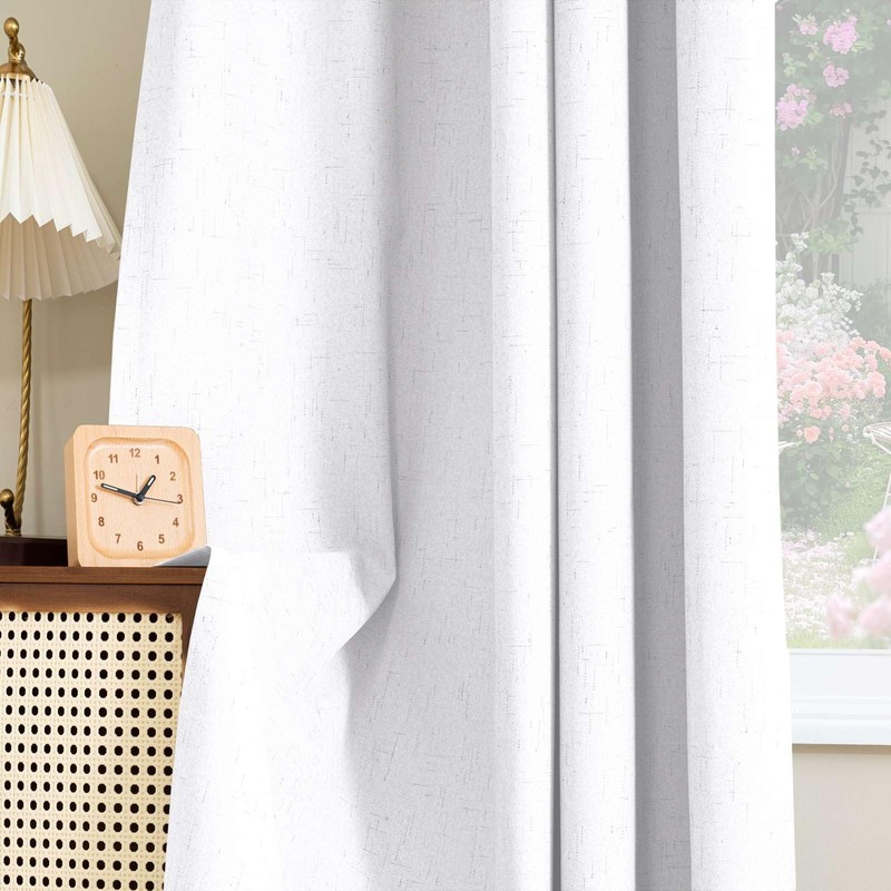 H.VERSAILTEX Linen Look 100% Blackout Curtains 45 Inches Long for
