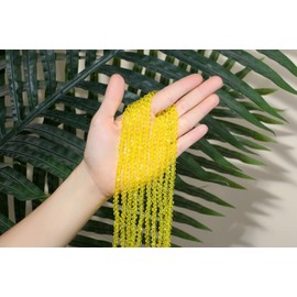DUQGUHO Yellow Crystal Beads Glass Beads Bulk 400 Pcs Loose Beads 6mm for Bracelets Earring Anklet DIY Crafts Jewelry Making (Lemon Yellow)