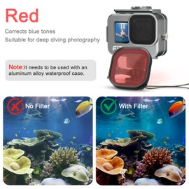 FitStill 263FT/80M Waterproof Aluminum Alloy Case for Go Pro Hero 13/12/11/10/9 Black, with 2 Cold Shoe Connectors and Tri-Color Diving Filter Hero13/12/11/10/9 Accessories