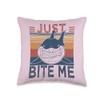 Just Bite Me | Funny Fishing Cool Shark Throw Pillow