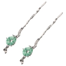 Mikinona 2pcs Snake Shape Jade Hair Stick Hair Products for Parties and Daily Wear