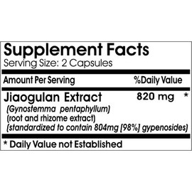 Naturetition Supplements Jiaogulan Standardized Extract 820mg ~ 90 Capsules - No Additives