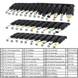 34-Piece x Universal Power Supply 5.5 x 2.1 mm AC DC Plug Kit DC Plug Suitable for Notebook, Computer and Audio, TV, etc