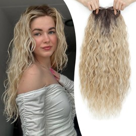 UDU Hair Topper, Ombre 20inch Curly Toppers for Women with Thinning Hair Natural Blending Pieces for Women Synthetic Wiglet, Changing Hairstyle, Boosting Confidence