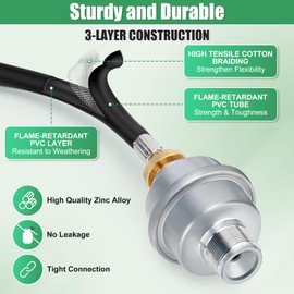 WADEO Propane Fuel Filter with 6FT Propane Adapter Hose, Detachable Propane Fuel Filter with Hose Connect to 5-40lb Propane Tanks, Compatible with Propane Heaters Etc, CSA Certified