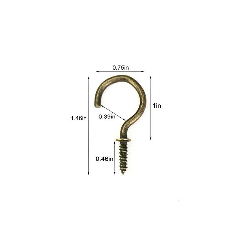 IDEALSV 60 Pcs 1" Bronze Screw Ceiling Hooks 1 Inch