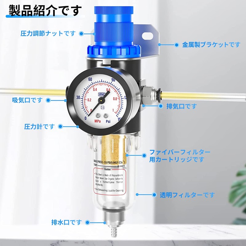 TAILONZ PNEUMATIC PNEUMATIC AIR PRESSURE 5-IN-1/4" BSP AR2000 MINI PRESSURE