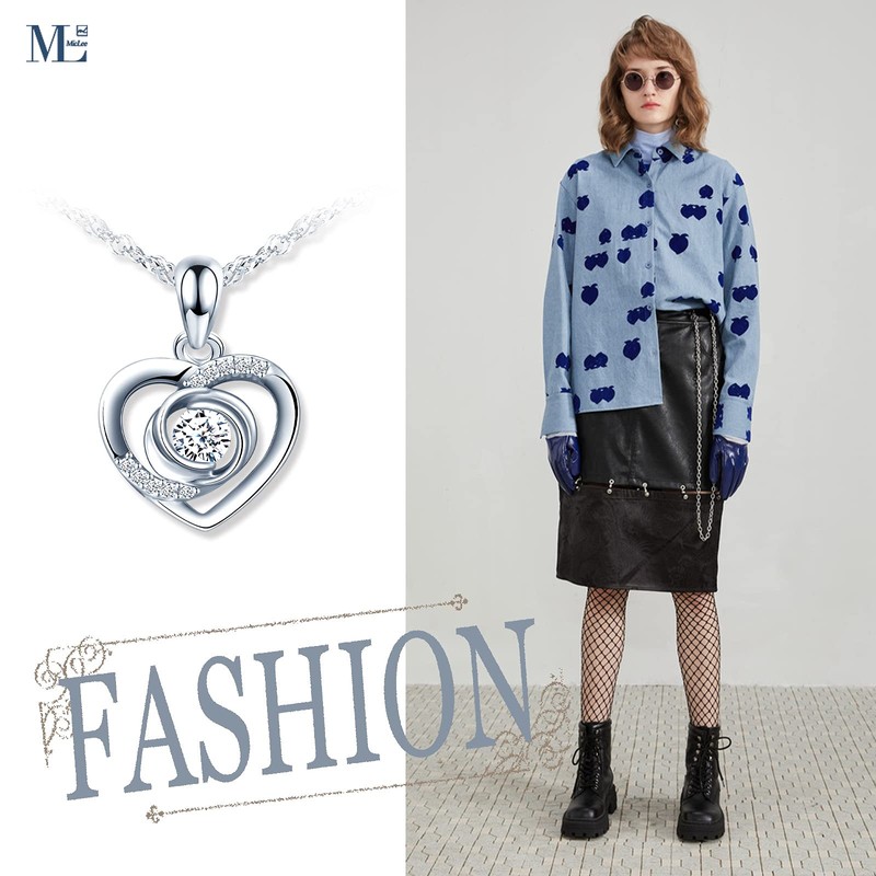 MicLee Women's Girl's Necklace pendant, 925 Sterling Silver necklace, Shiny