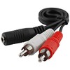 JacobsParts 1ft 2-RCA Male Plug to 3.5mm Female Aux Stereo