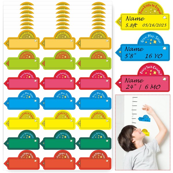 168 PCS Growth Chart Stickers - Height Measurement Tracking Labels