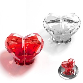 2Pack Heart Shaped Crystal Toilet Press Button Toilet Water Tank Flush Button assist,Toilet Seat Lid Lifter Accessories,Multi-color Decor for Bathroom Nail Protection