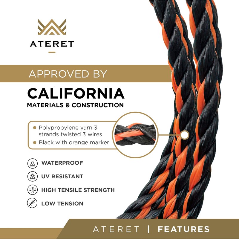 ATERET California Truck Rope - 1/2" x 600 Feet Twisted