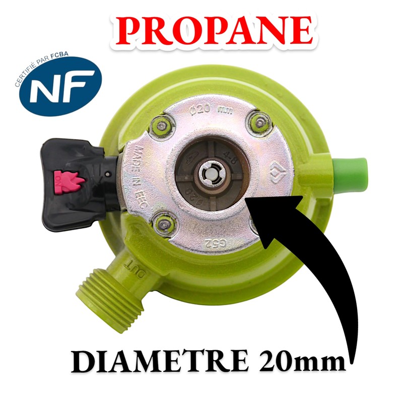 Générique Pressure Regulator Propane (Green) 37 mbar, Diameter 20 (G52)