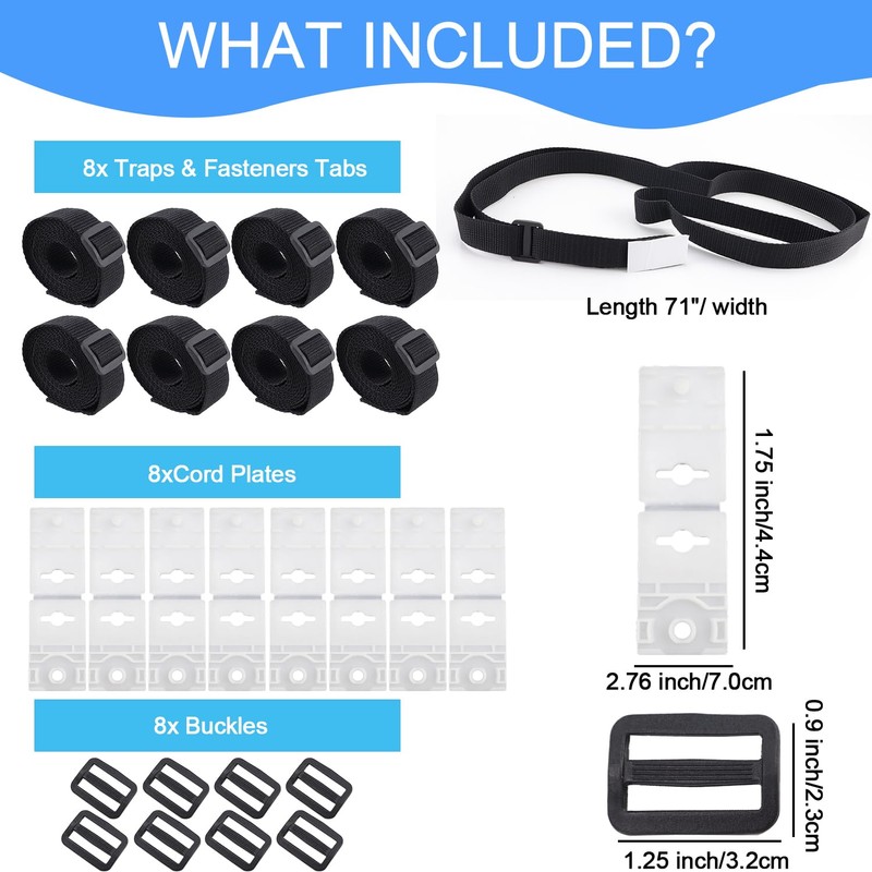 Abnaok Set of 8 Mounting Straps and Clips, Pool Reel