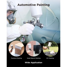 InoKraft D1 LVLP Air Spray Gun Basic Kit, Ease of use, Paint Gun for Cars & House DIY Painting, 1.3mm Nozzle, with Paint Sprayer Accessories