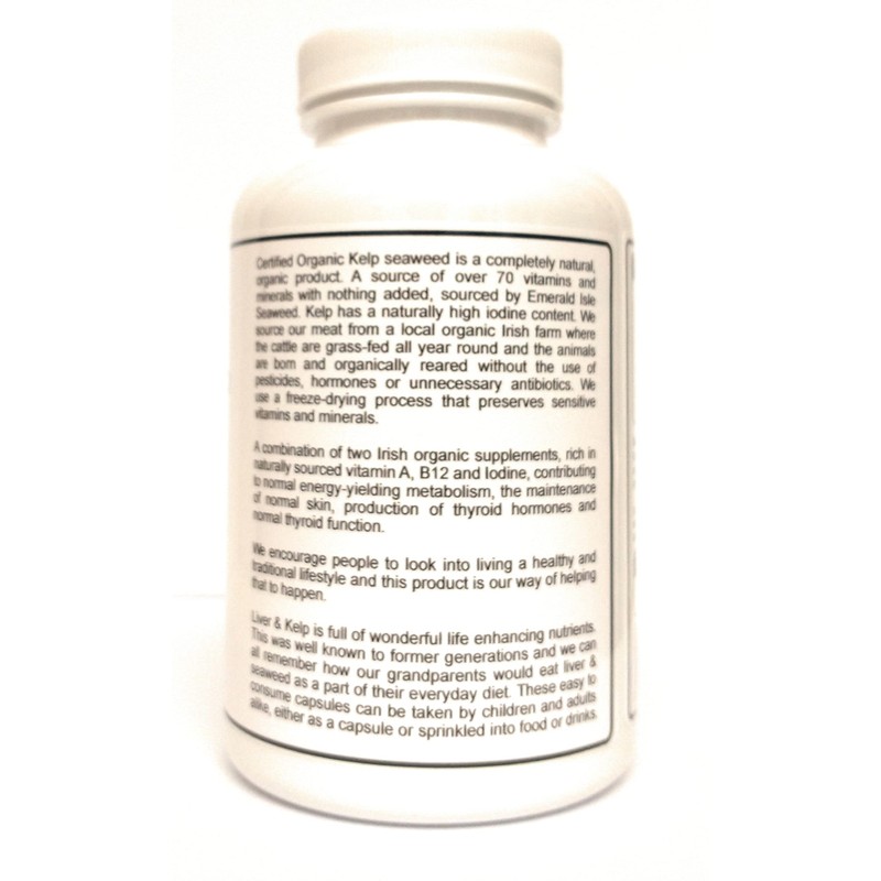 Grass Fed Beef Liver and kelp Seaweed Capsules 600mg 180