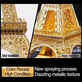 Piececool 3D Puzzle Metal Eiffel Tower, Scenic Buildings Craft Model Kits for Adults to Build, 3D Puzzles Adult Teens for 304 Stainless Steel, Home Decoration, Collection, 96 Pieces