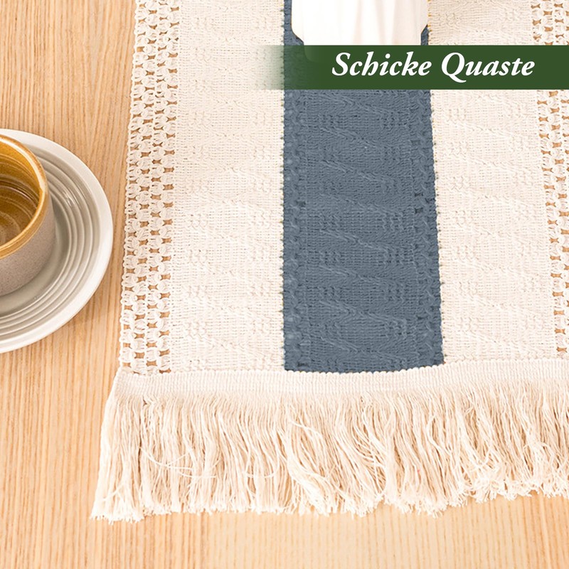 KIOVINO Caminos de Mesa Trenzado a Rayas con borlas, Camino