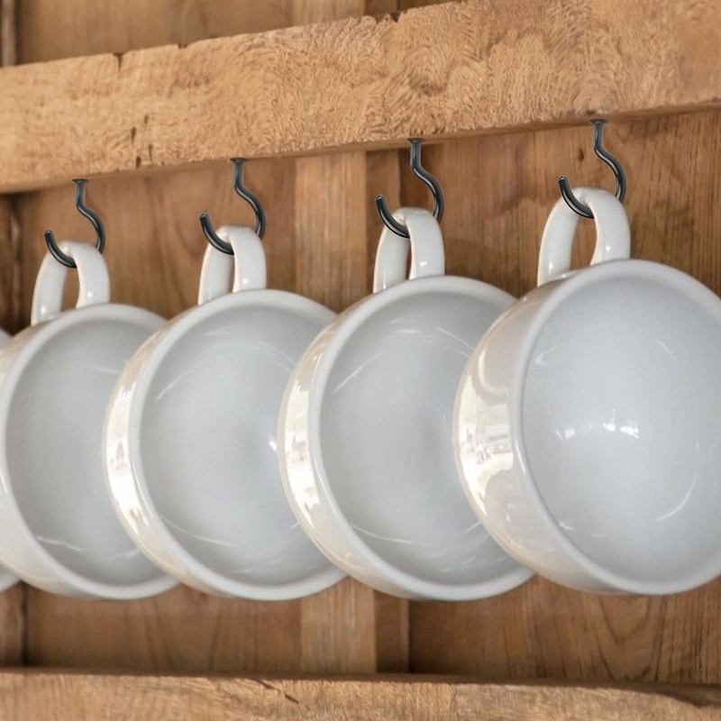 KINGLAKE Pack of 12 Screw Hooks, Cup Hooks, Clothes Line