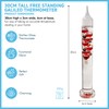 30cm Tall Free Standing Galileo Thermometer with seven red floating