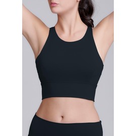 PLENA Sport Bra Yoga y Fitness | Modelo Training Sport Bra | Talla 4/S | De Soporte Medio-Alto, Garantiza Soporte y Comodidad | Color Negro | Poliester