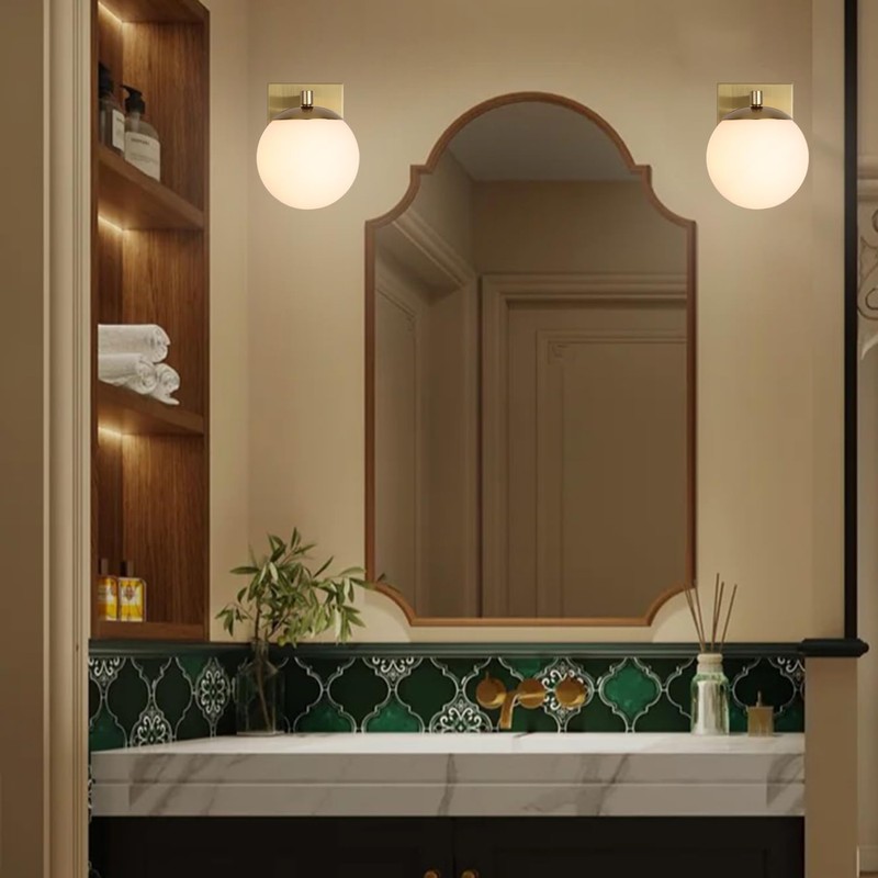 Popity home Gold Mid Centry Modern Wall Sconce, Globe Wall