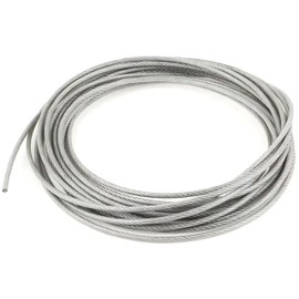 Clear Vinyl Coated Wire Rope 304 Stainless Steel Cable 1/16" Thru 1/8" 7x7-50 ft Coil for DIY Cable Decking Railing System, Marine Grade