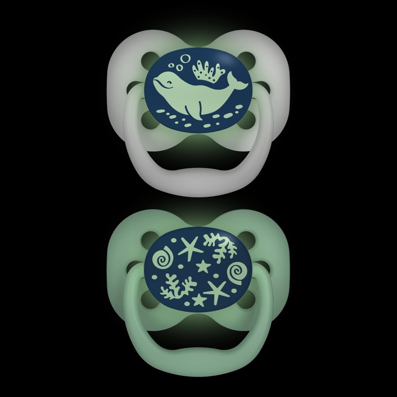 Dr. Brown's Advantage Glow-in-The-Dark Baby Pacifier, Fully Symmetrical Soother with