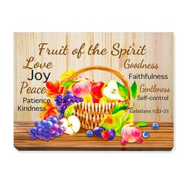 JANLAN Galatians 5:22-23 Wall Decor,Bible Verse Canvas Wall Art,Fruit Of The Spirit Christian Canvas Wall Artwork for Kitchen Dinning Room Restaurant Home