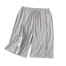 KUMUROETA Tear Away Shorts for Post Surgery,Bedridden Patient Pants,Recovery Pants After Hip and Knee Surgery,Incontinence Shorts,Post Surgery Side Snap Shorts for Men Women,Grey