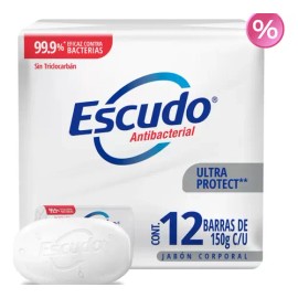 Escudo Ultra Protect Jabón En Barra 12 Pzs De 150g