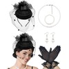 5Pcs Fascinator and Gloves Set for Women Tea Party Veil
